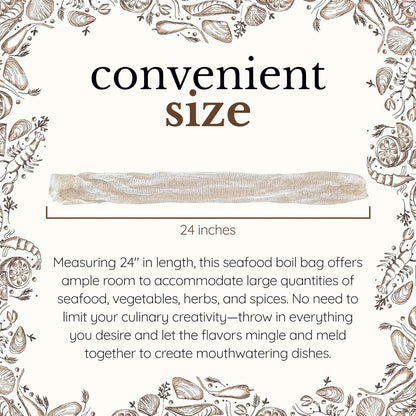 24" Seafood Boil Bags - Washable Reusable Produce Bags for Steaming and Boiling Clams, Lobster, Crawfish, Crabs, King Crab Legs, Potatoes, Vegetables